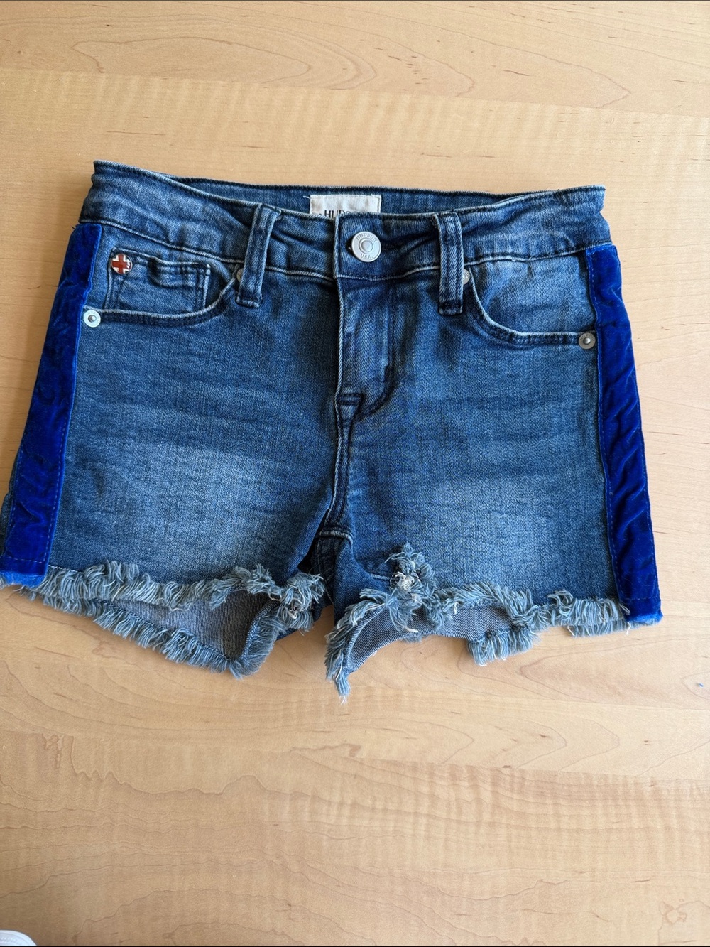 HUDSON Cut Off Jean Shorts Velvet Stripe Trim